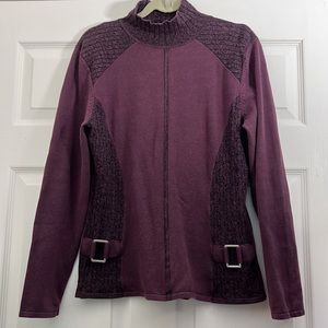 NILS sporty skiwear knit long sleeve mock-T in purple/black - Size L